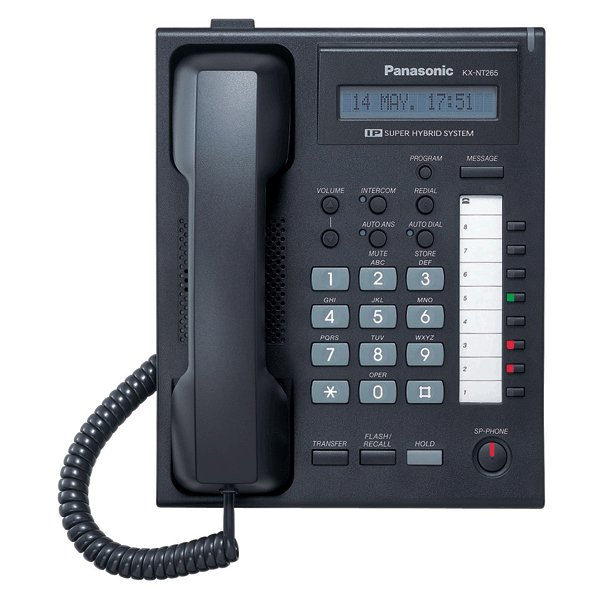 Teléfono Panasonic KX-NT265 con 8 botones programables, Pantalla LCD de 1 línea y 16 caracteres y Altavoz